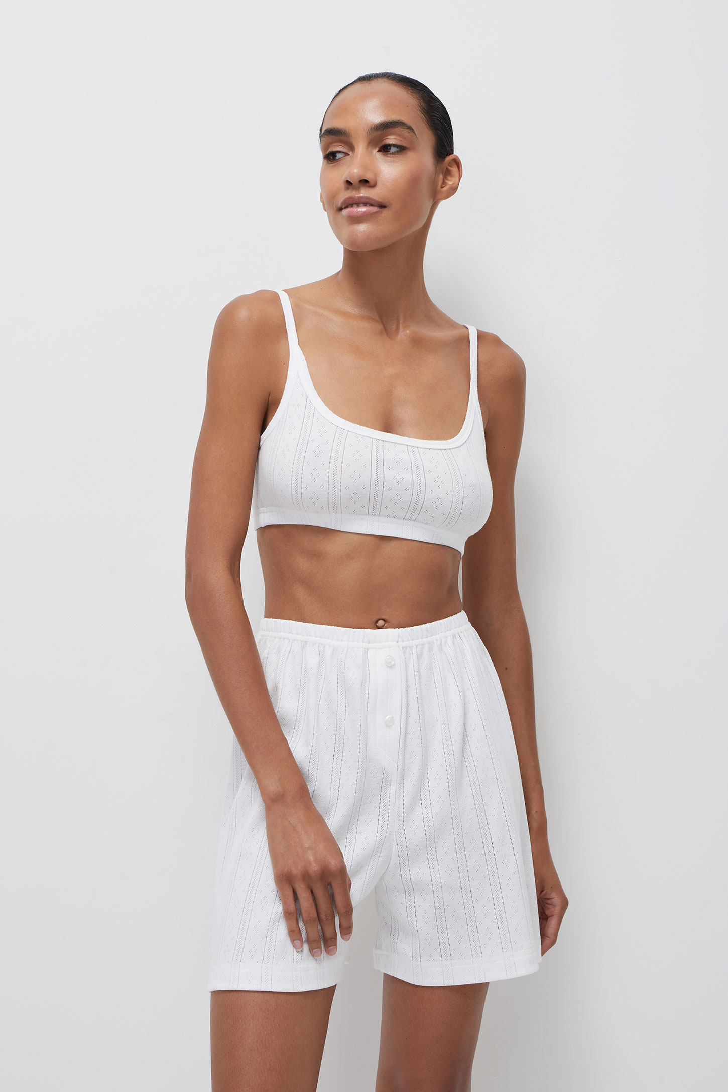 Thin strap openwork knit top POINTELLE – фото № 2