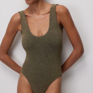 Wide strap seamless solid swimsuit TROPICAL