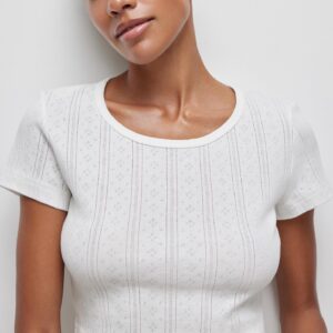 Cropped openwork knit T-shirt POINTELLE