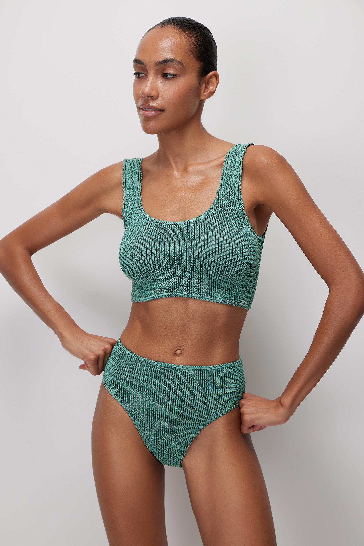 Swimsuit high waist Brazilian briefs TROPICAL – фото № 2