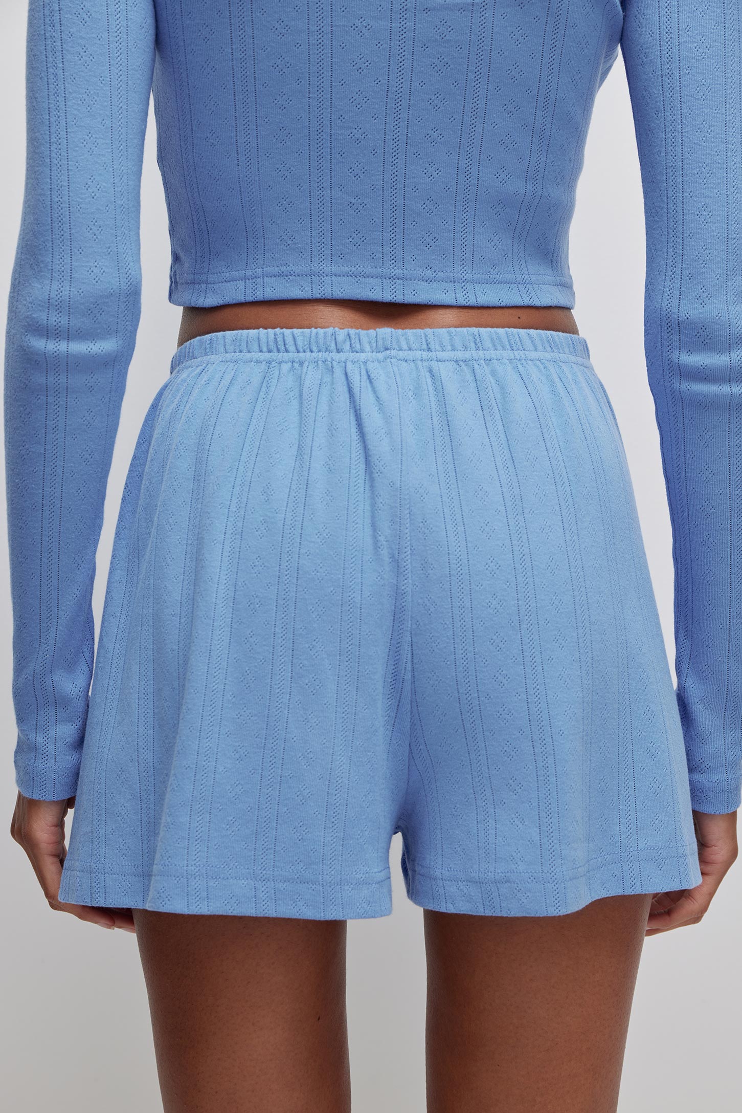 Openwork knit shorts with mock fly POINTELLE – фото № 5