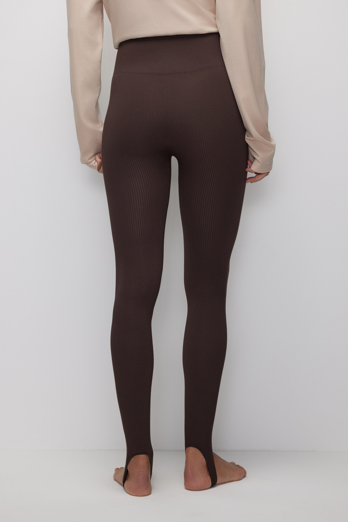 Leggings with ribbed bamboo straps Essentials – фото № 6